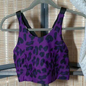 Savvi Geo Bra Animal Print on Purple and Black Cross Strapped Sports Bra